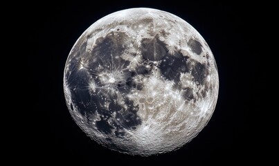Fototapeta premium Detailed close-up of the moon's cratered surface with sharp textures and shadows