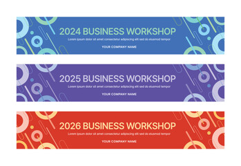 Set of business banner design templates in modern, abstract pattern style for seminar, conference, workshop, event and presentations. Layout design template for banner, flyer, brochure, panel etc.