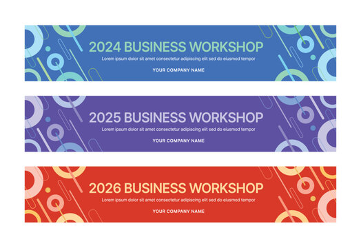 Set of business banner design templates in modern, abstract pattern style for seminar, conference, workshop, event and presentations. Layout design template for banner, flyer, brochure, panel etc.
