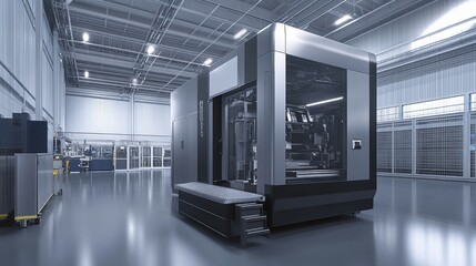 Naklejka premium Aerial view of advanced manufacturing facility with smart tool technology and gigapixel content