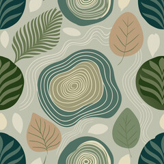 Minimalist Abstract Nature Seamless Vector Pattern with Organic Motifs
