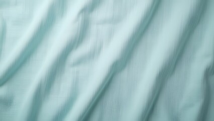 Fototapeta premium Subtle Texture Cyan Linen Fabric Background, Soft Folds and Creases, Draped Textile, Pastel Blue Linen Texture