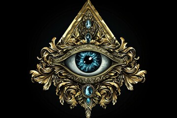 All-Seeing Eye Symbolism in Gold Ornament and Occult Art