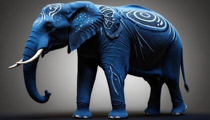 Obraz premium Majestic Blue Elephant with Aboriginal Art