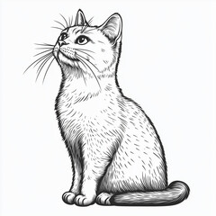 Obraz premium Simple line drawing of a American Curl full body on a white background, w