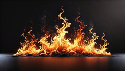 Fototapeta premium An illustration of vibrant flames on a pure black background.