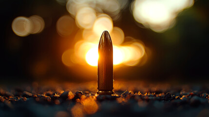 Sunset Silhouette of a Bullet: A Reflection on War and Peace