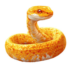Fototapeta premium Cute orange snake illustration, transparent background, copy space.
