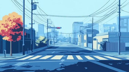 Serene City Street Autumn Daytime View