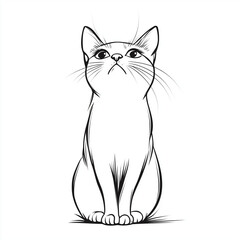 Obraz premium Simple line drawing of a Burmese full body on a white background, 