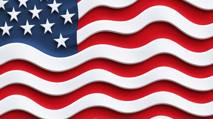 Obraz premium Wavy American Flag Design Patriotic Background for Independence Day