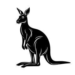 Elegant Kangaroo Silhouette Vector with Detailed Lines