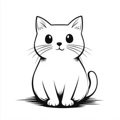 Obraz premium Simple line drawing of a Munchkin cat full body on a white background,