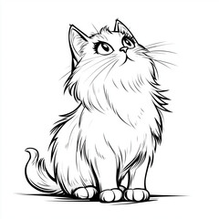 Simple line drawing of a Persian full body on a white background, 