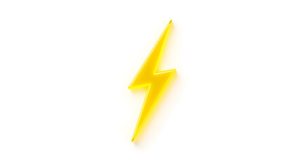 Acrylic yellow thunder icon 3d render isolated on white background. Generative AI