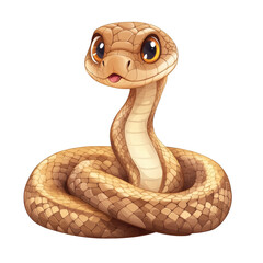 Fototapeta premium Cute Cartoon Snake Illustration, Transparent Background, Copy Space