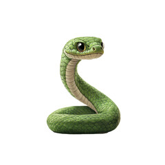 Fototapeta premium Cute Green Snake Illustration, Isolated, Transparent Background, Copy Space