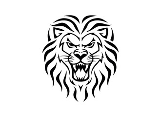 Fierce Lion Head Tattoo Design - Bold Tribal Art Illustration