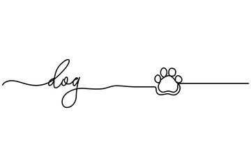 continuous one line dog paw outline drawing vector illustration of minimalist