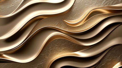 Obraz premium A 3D rendering of a gold wave pattern.