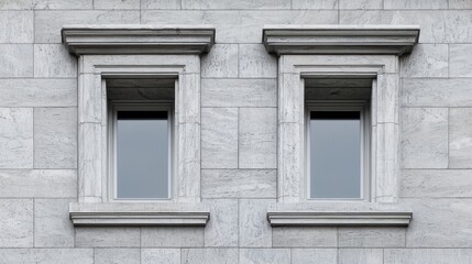 Fototapeta premium Elegant Pair of Windows in Classical Stone Facade