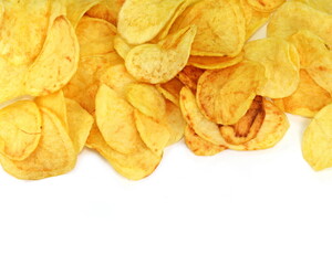 Potato chips, isolated on white background