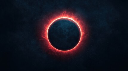 Obraz premium Fiery Celestial Body Red Ring Around Dark Planet