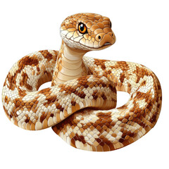 Fototapeta premium Cute Snake Illustration, Transparent Background, Copy Space, White Backdrop