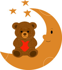teddy bear with a star on the moon