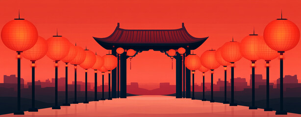 vibrant red lantern archway creates stunning backdrop, symbolizing celebration and joy