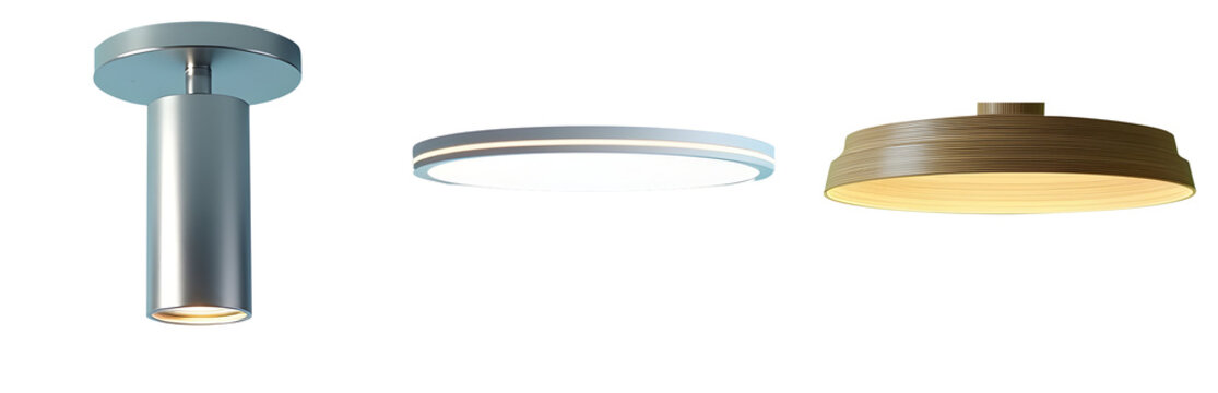 Sleek, modern ceiling lights illuminate any space with style and sophistication.  Perfect for contemporary interiors!, cut out,transparent background