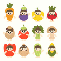 Chibi Vegetable Costume Illustration Pack