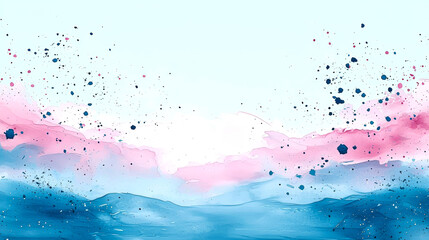Fototapeta premium Abstract Watercolor Landscape: Pink and Blue Serenity - Modern Wall Art