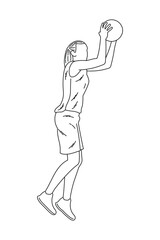 Woman practicing basketball shooting technique with a ball during a training session in a gymnasium