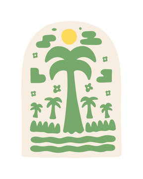 recommend clip art: The palm coconut tree, beach and summer vibes vector design for t-shirt sticker illustration