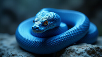 Fototapeta premium Blue Snake, Generative AI