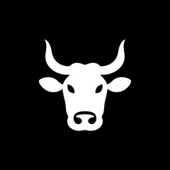 black and white cow bull head illustration silhouette	
