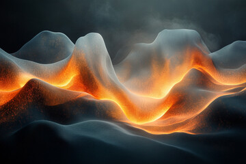 Abstract visualization of sound waves inspired by classical music in a dark setting