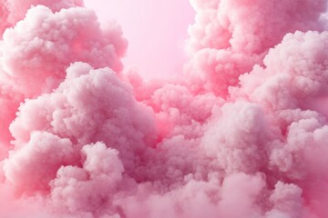 Fototapeta premium Fantasy sky with sugar cotton pink pastel clouds in a dreamy background with generative ai