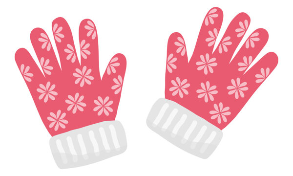  gants rose mignons avec des motifs de flocons de neige pour la saison hivernale.