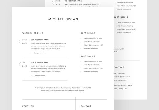 Simple Resume Layout With Only Text Design