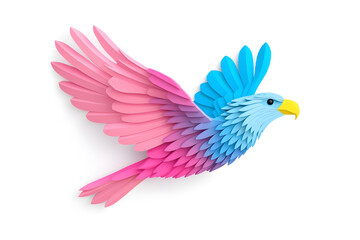 Abstract 3D eagle paper cut shape, isolated on a white background	