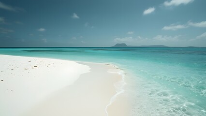 Minimalist Black and White Beach Scene, Turquoise Water, White Sand, Travel Inspiration Photography