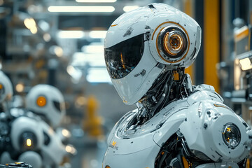 Fototapeta premium Industrial robots production made AI generative