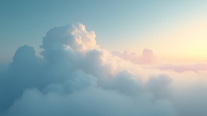 Ethereal Watercolor Cloudscape, Dreamy Pastel Sky, Golden Light, and Misty Lake at Dusk