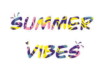 Naklejka premium Summer text with colorful art.