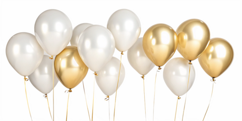 White gold birthday balloons png