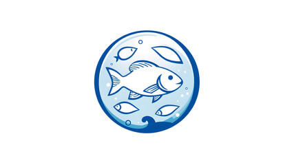 Aquarium and fishes logo symbol on white background. Generative AI