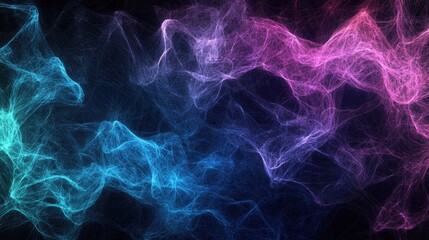 Fototapeta premium Top-down view of glowing digital networks forming abstract shapes on a gradient background.