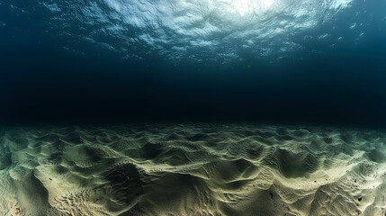 Fototapeta premium Mysterious Underwater World: Exploring the Deep Ocean's Sandy Depths
